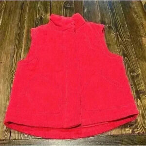 Mod-O-Doc Womens Sz Medium Red Orange Bulky Corduroy Vest